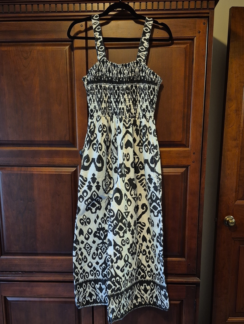 Black & White Patterned Smocked Romper